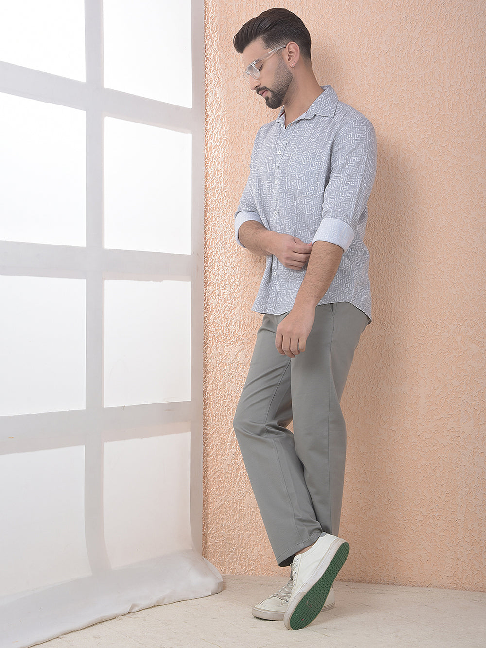 Grey Textured Print Everyday Shirt