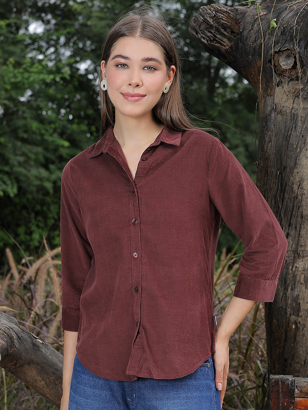 Classic Velvet Wine Corduroy Shirt