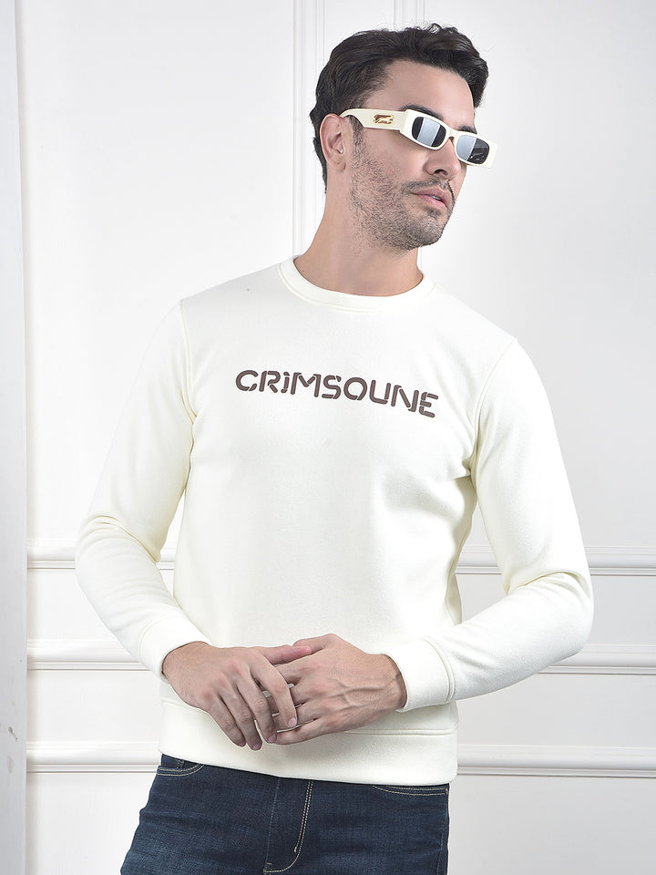 Beige Typographic Print Sweatshirt