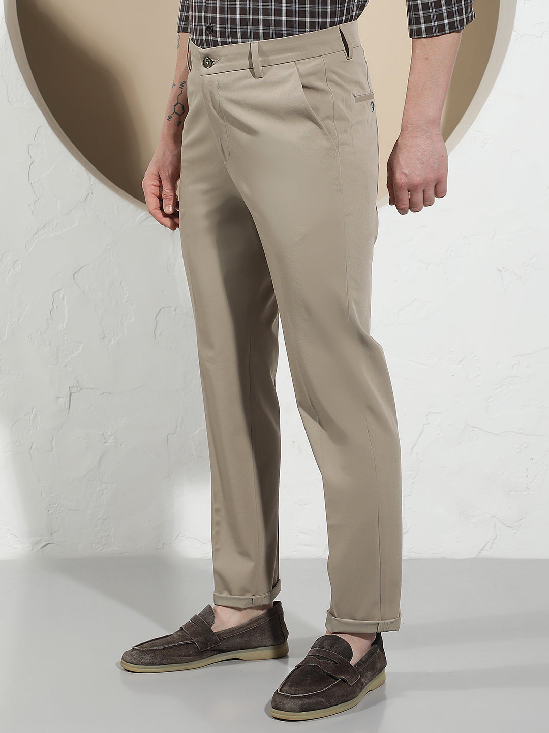 Relaxed Warm Sand Beige Trousers