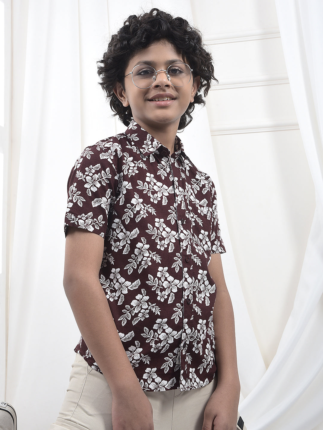 Green Printed 100% Cotton Shirt-Boys Shirts-Crimsoune Club