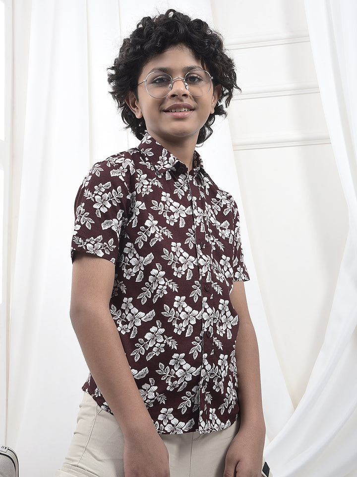 Green Printed 100% Cotton Shirt-Boys Shirts-Crimsoune Club
