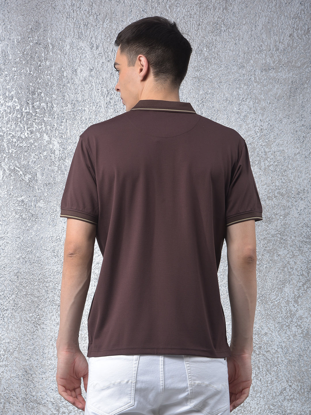 Brown Polo-Neck T-Shirt