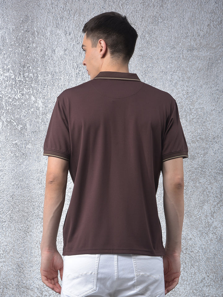 Brown Polo-Neck T-Shirt