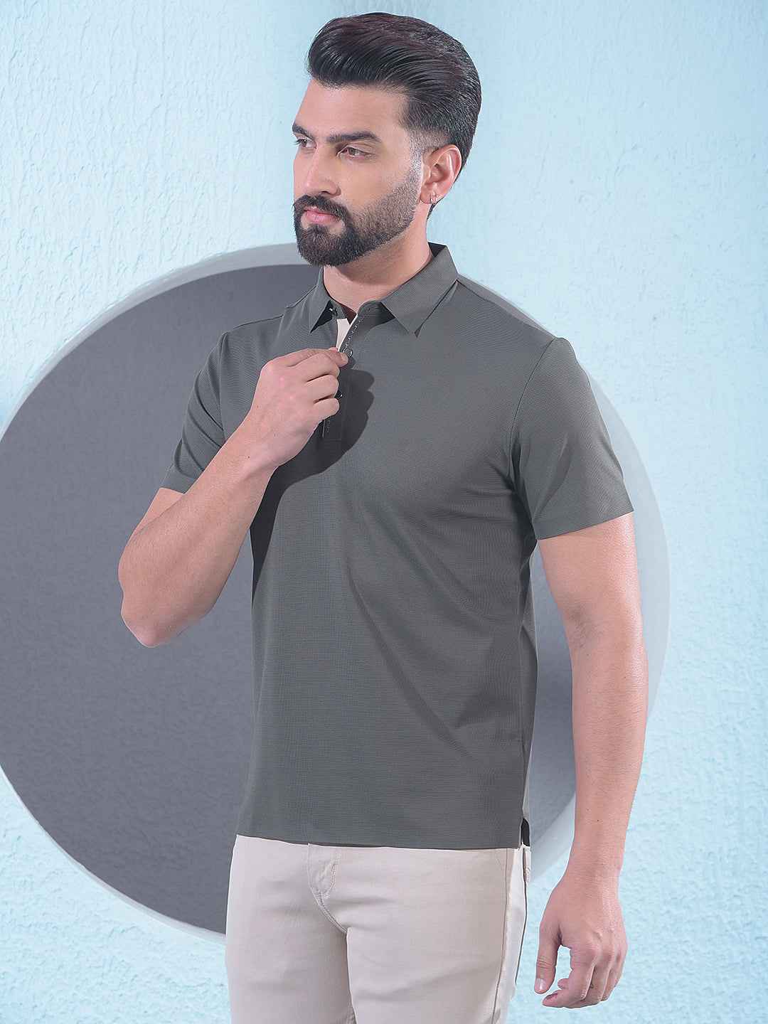Olive Polo Neck T-Shirt