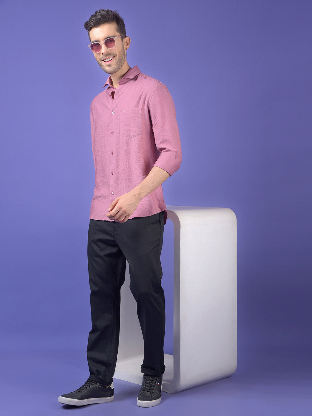 Pink Textured Shirt