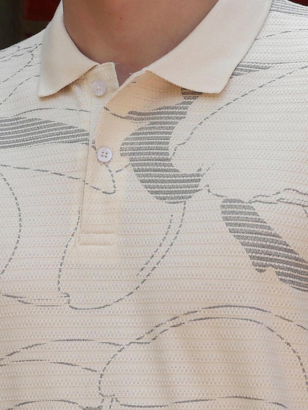 White Floral Print Polo Neck T-Shirt