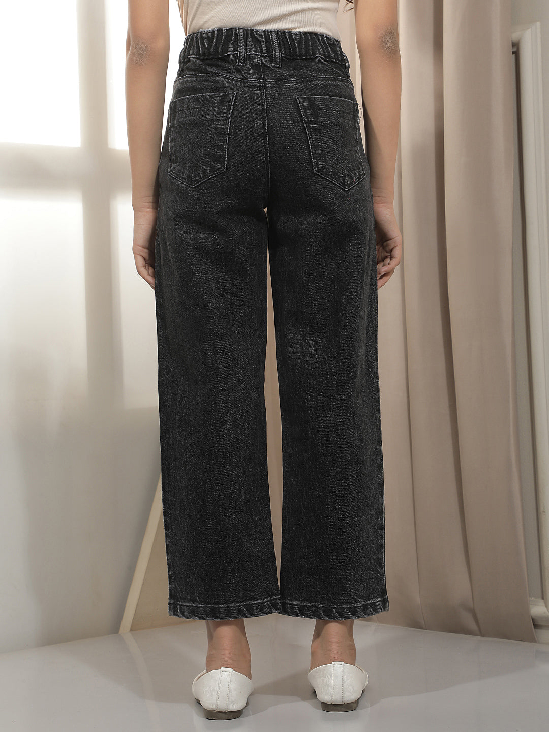 Black 100% cotton Barrel Jeans