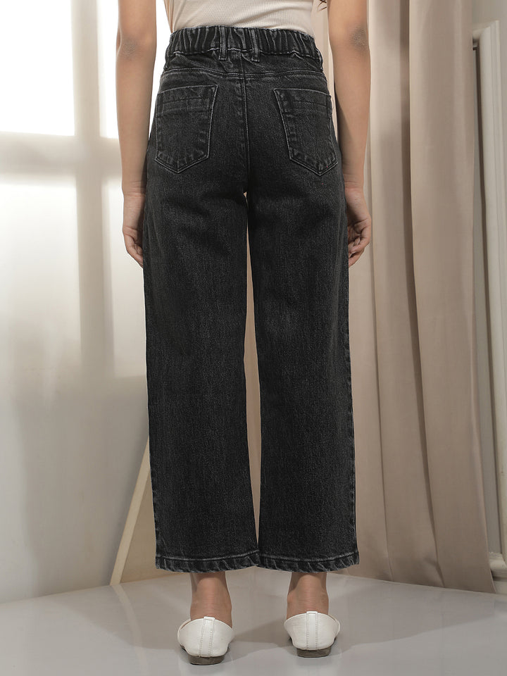 Black 100% cotton Barrel Jeans