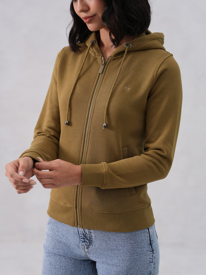 Olive Hooded Neck Sweatshirt