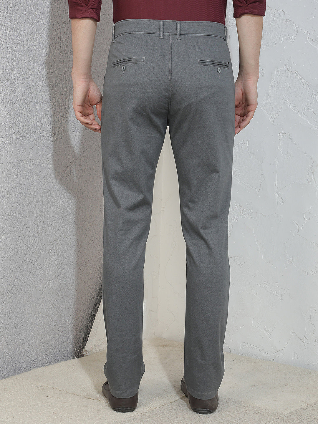 Relaxed Charcoal Grey Printed Trousers