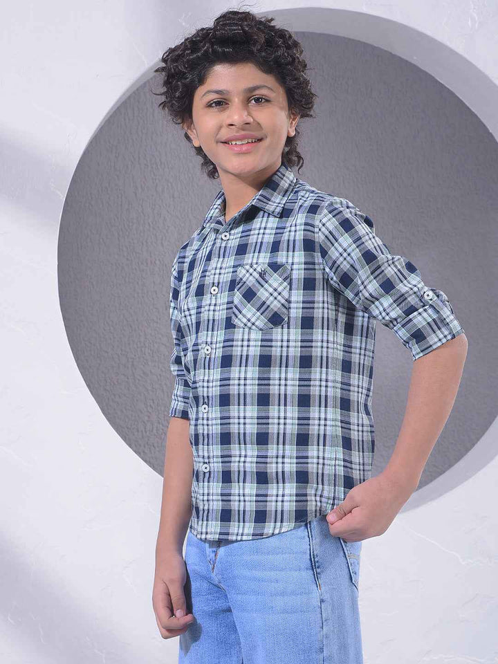 Blue Checked 100% Cotton Shirt