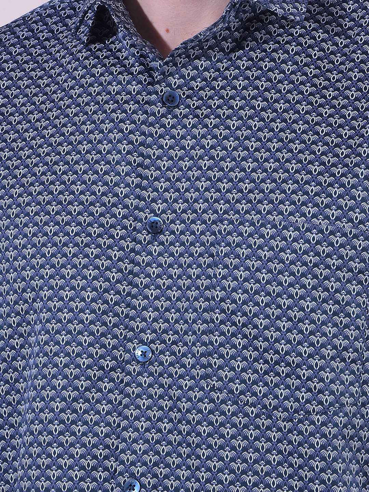 Navy Blue Printed Shirt