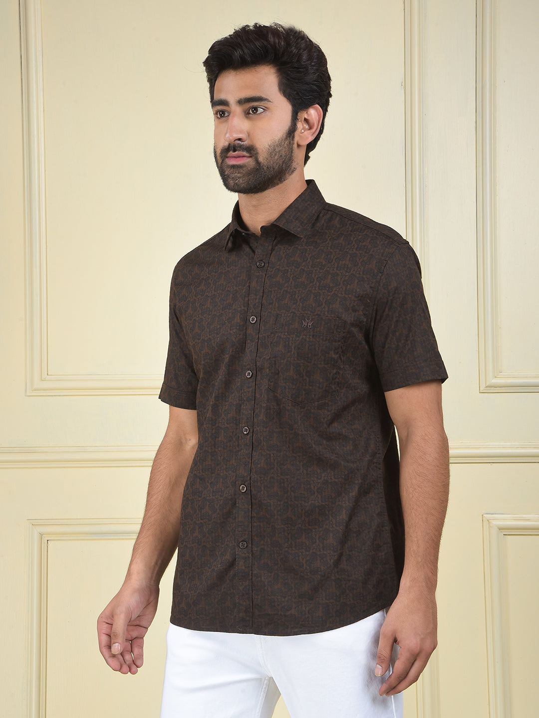 Fresh Aura Brown Printed Shirt
