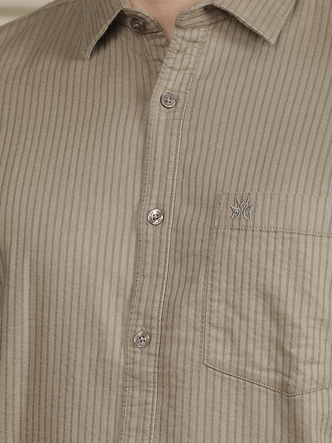 Modern Moss Green Striped Shirt