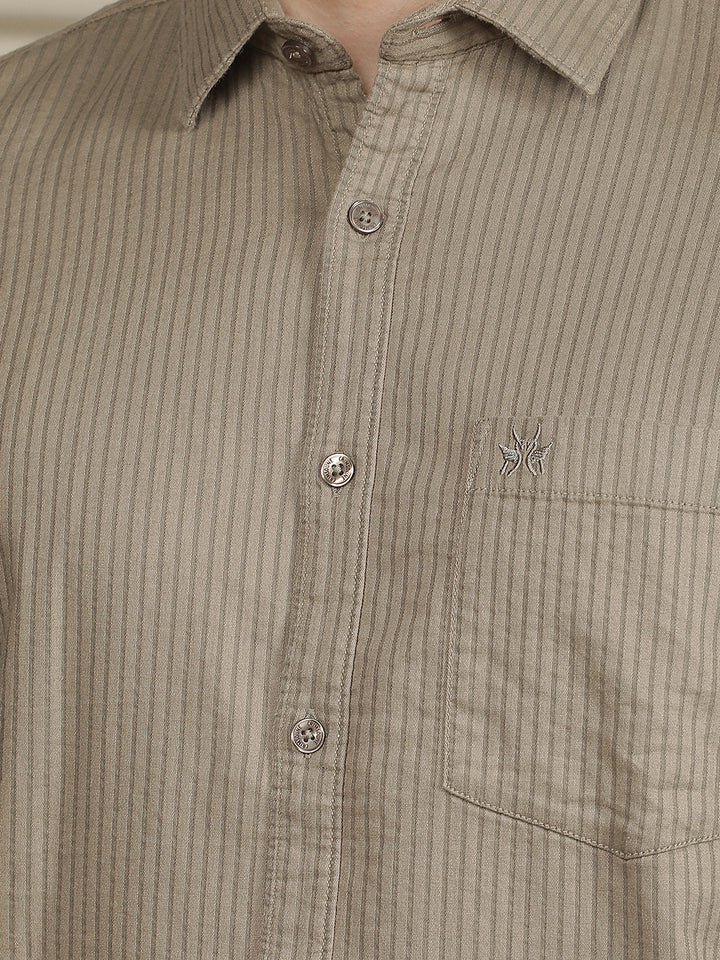Modern Moss Green Striped Shirt