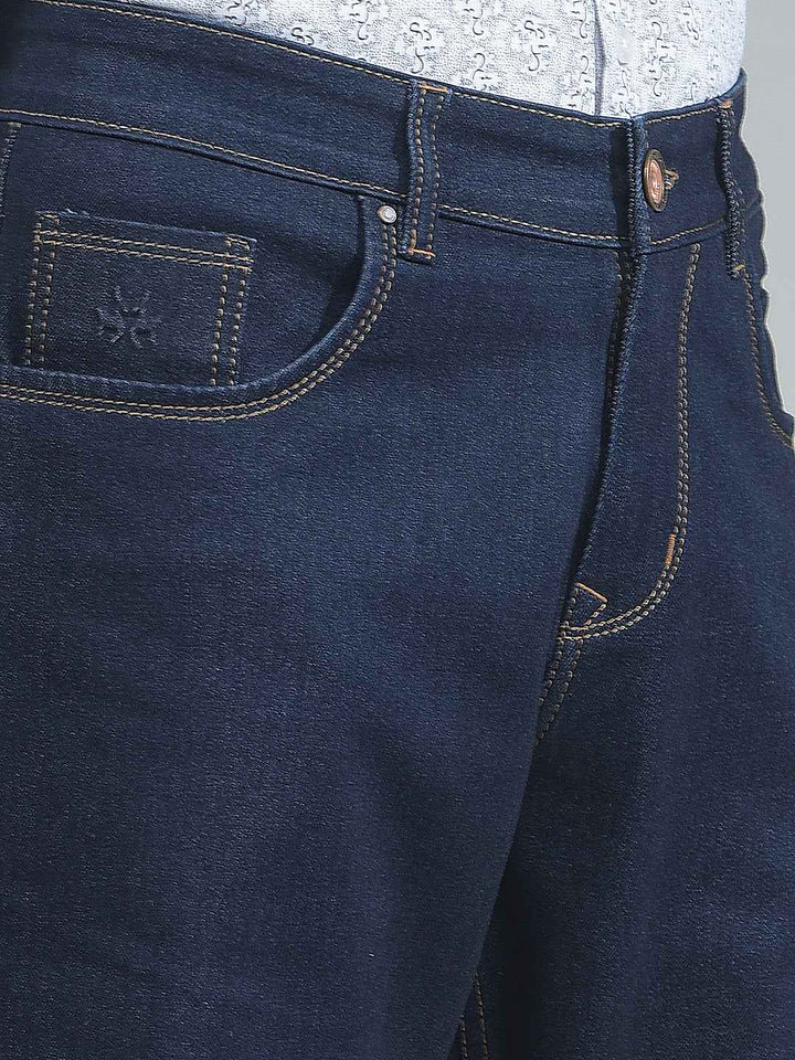 Navy Blue Straight Jeans