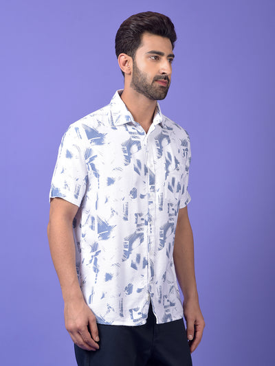 Blue Printed 100% Cotton Shirt