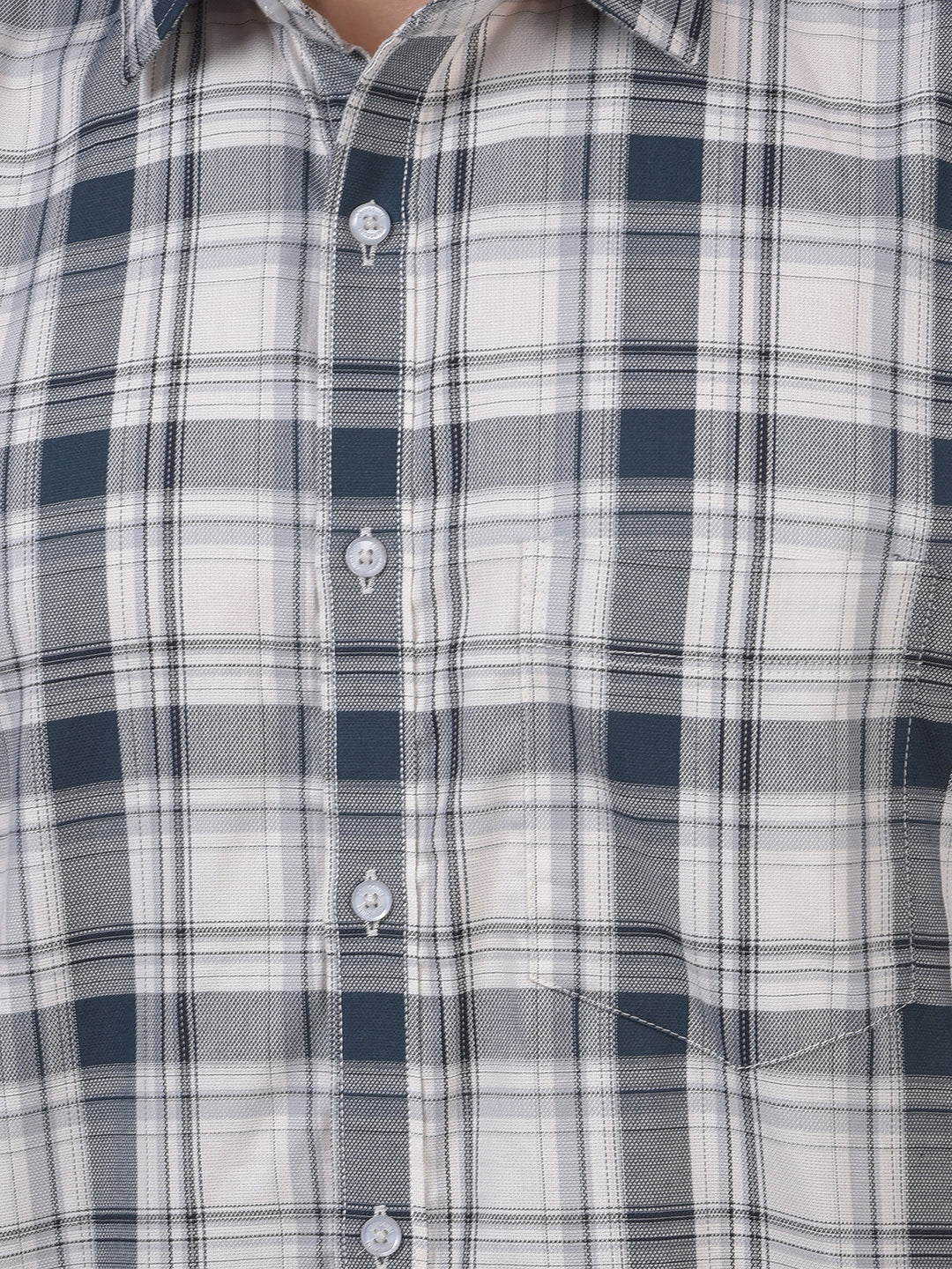 Grey Checked 100% Cotton Shirt