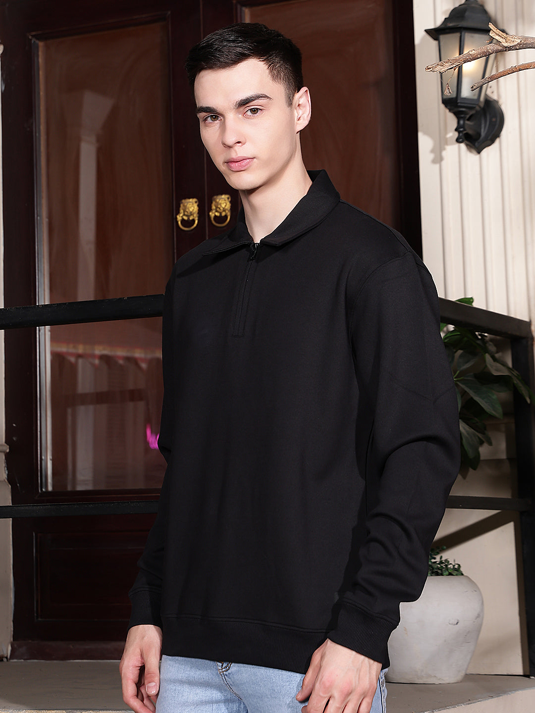 Black Front Open Sweatshirt