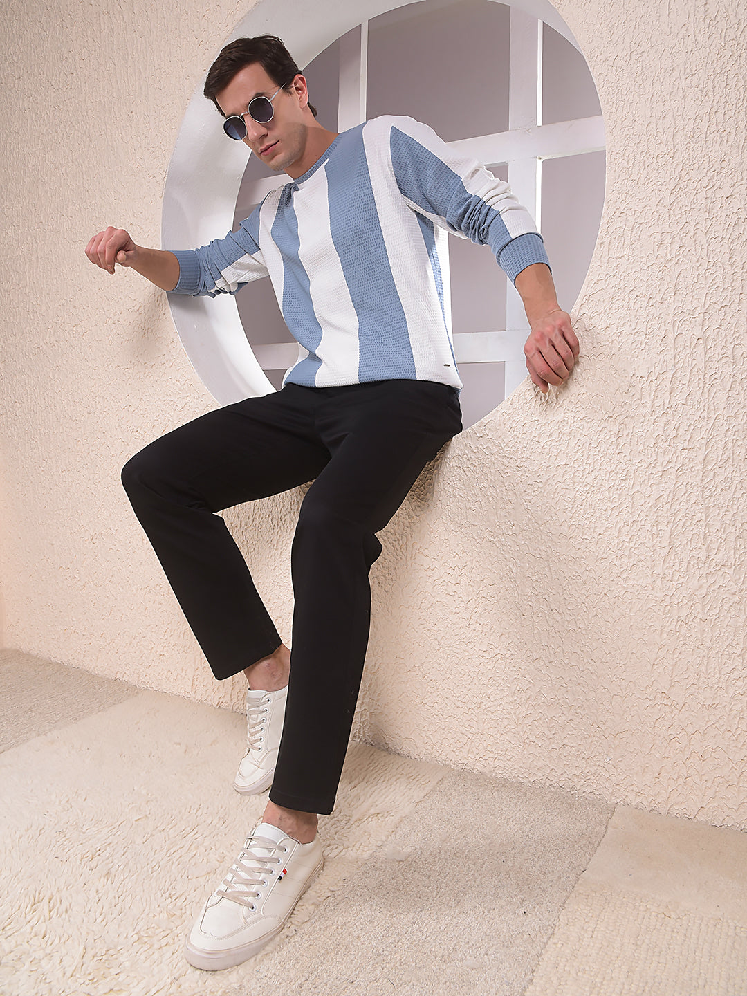 Blue Vertical Stripes Sweatshirt