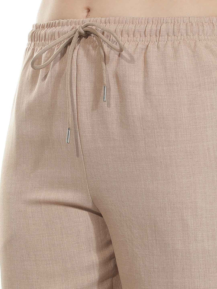 Structured Brown Straight Trousers