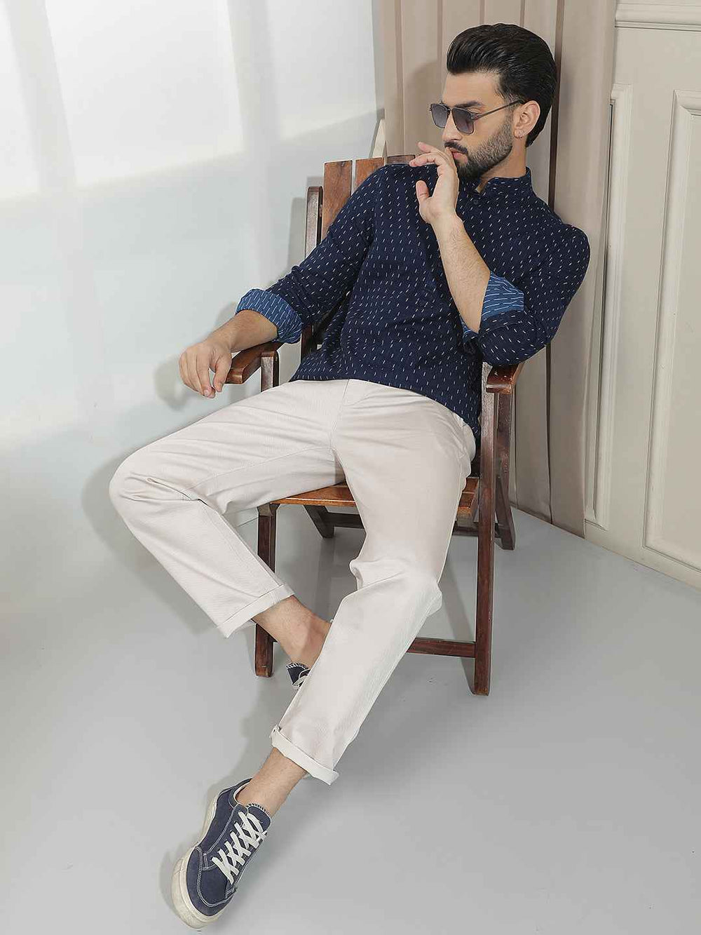 Beige Straight Trousers