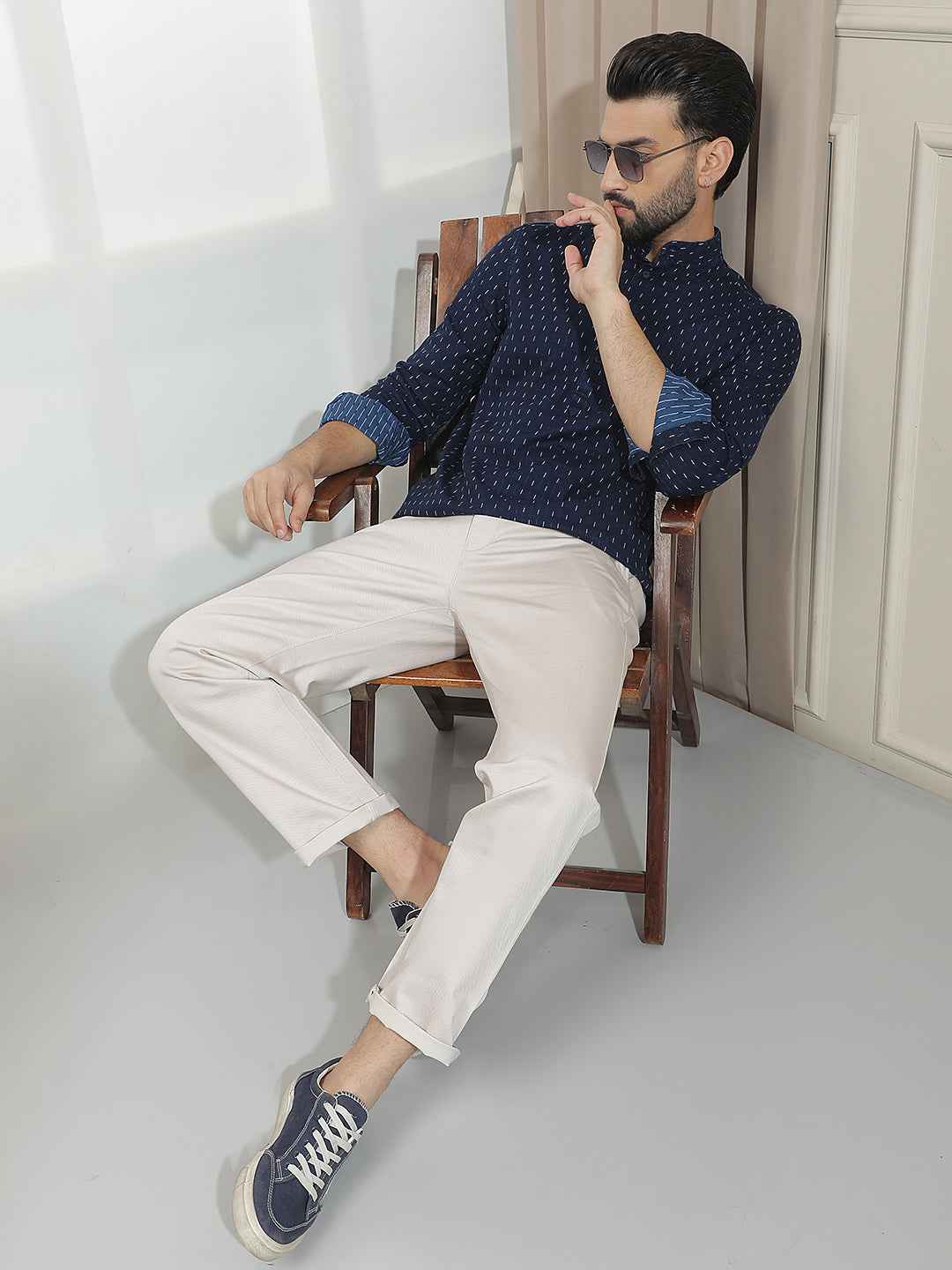 Beige Straight Trousers