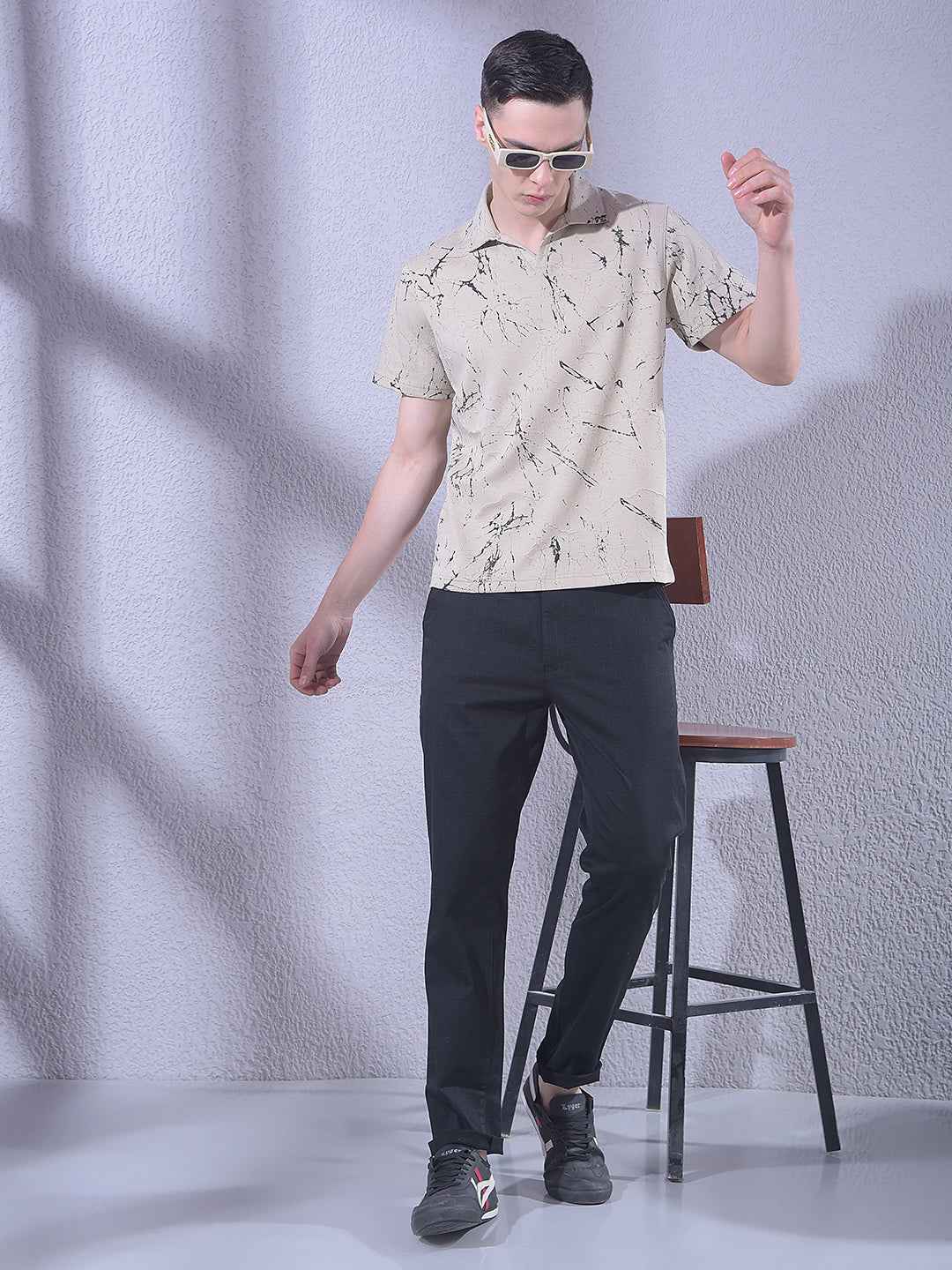 Black Grid Check Trousers