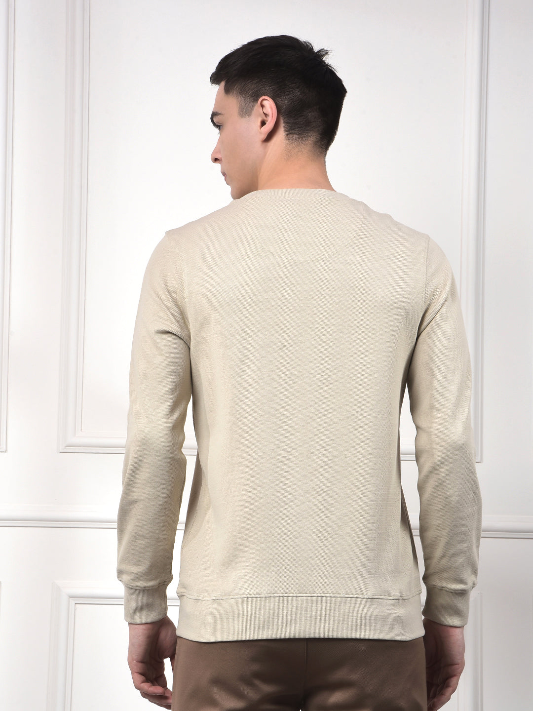 Sleek Beige 100% Cotton Sweatshirt
