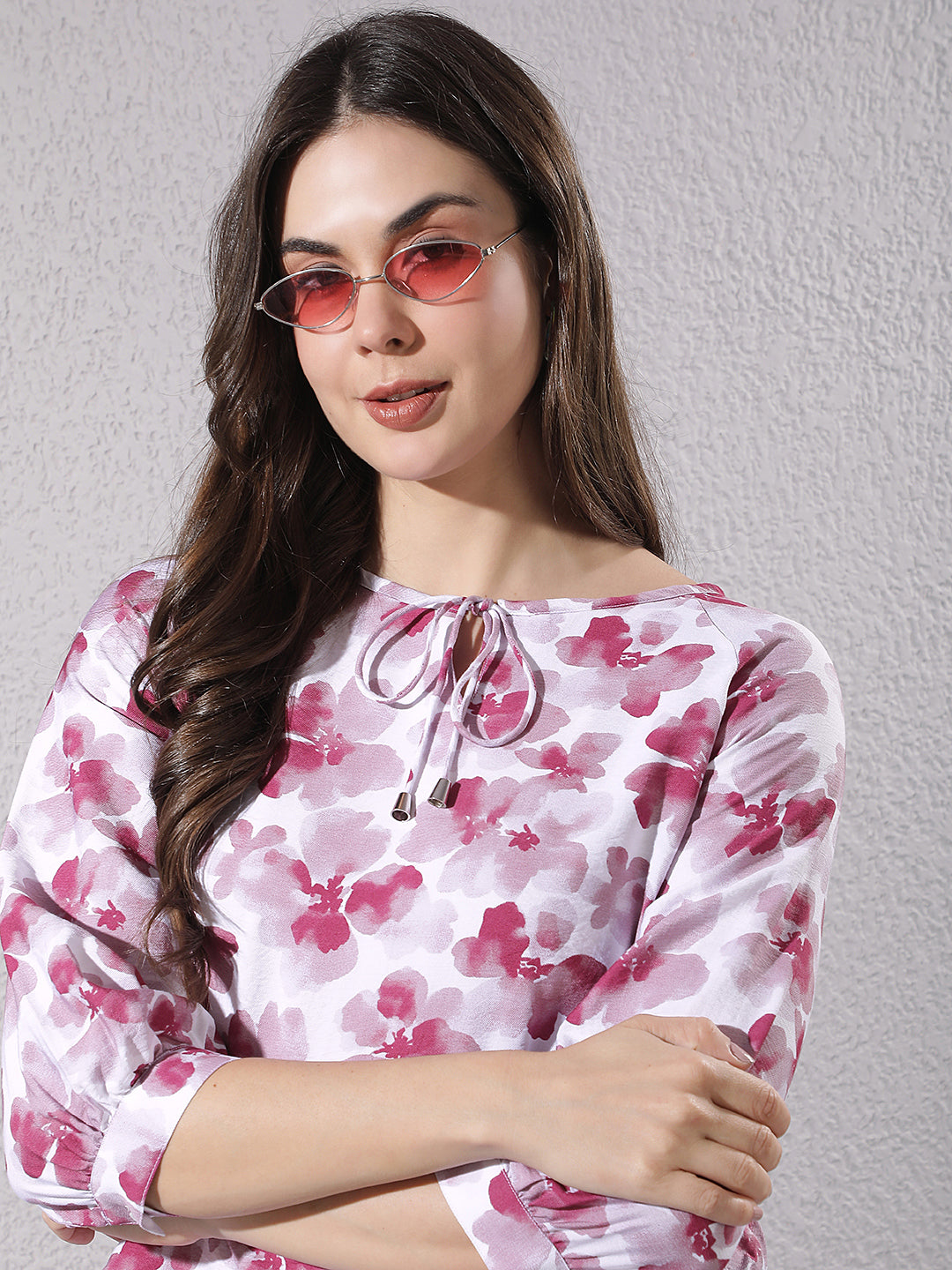 Red Floral Print Top