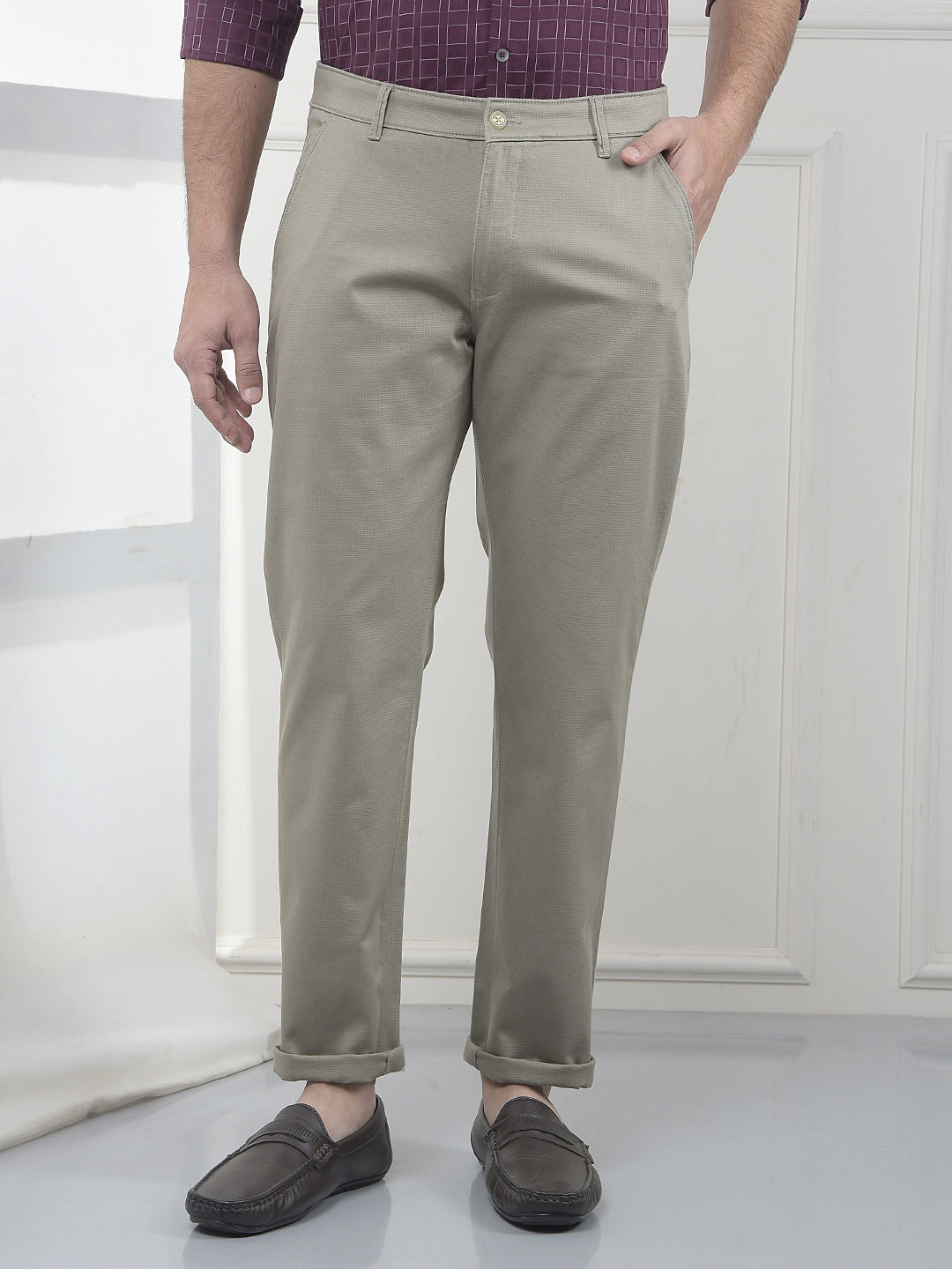 Khaki Dobby Trousers
