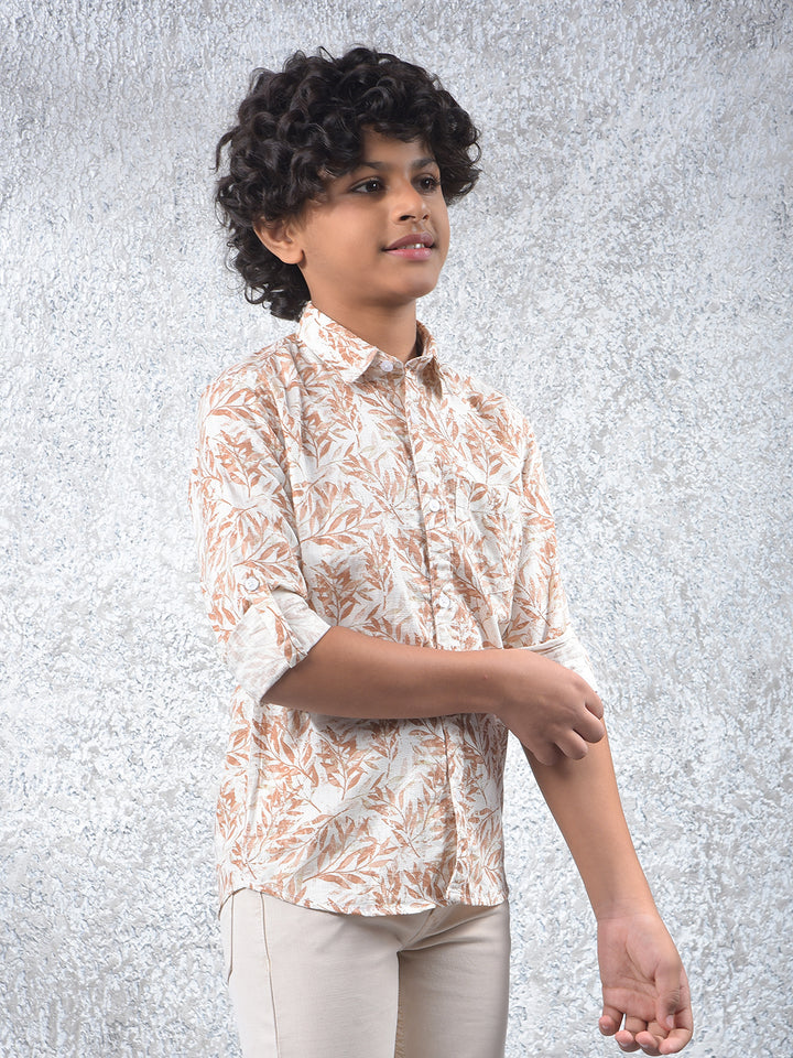 Brown Floral Print 100% Cotton Kurta