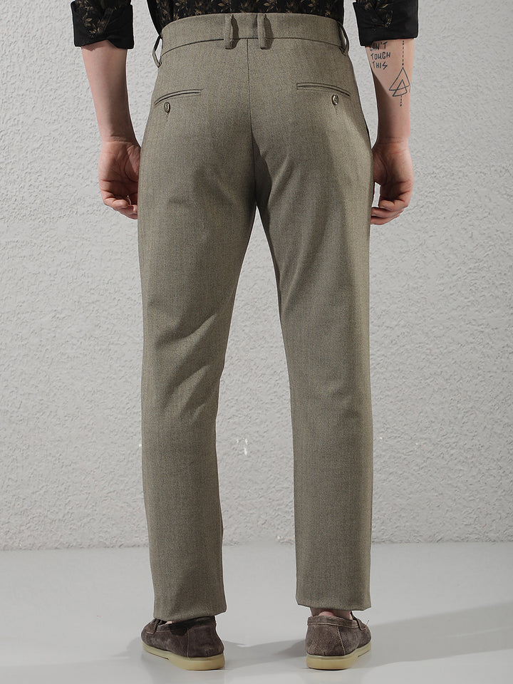 Olive Vertical Striped Trousers