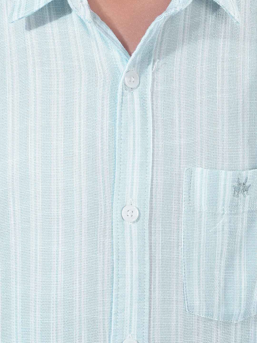 Green Vertical Stripes 100% Cotton Shirt