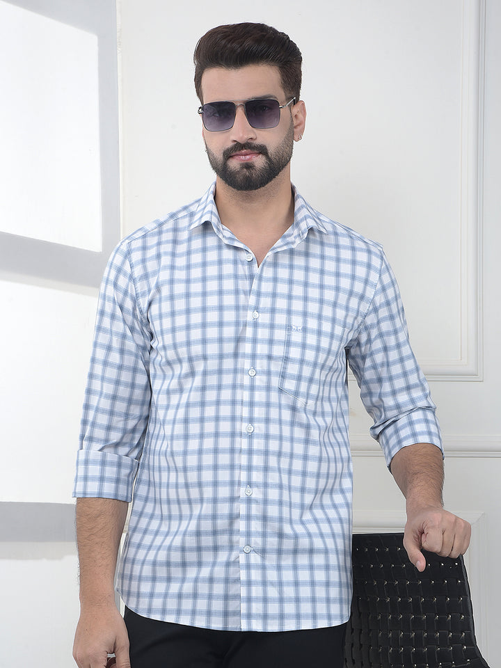 Aether Ice Blue Checked Shirt