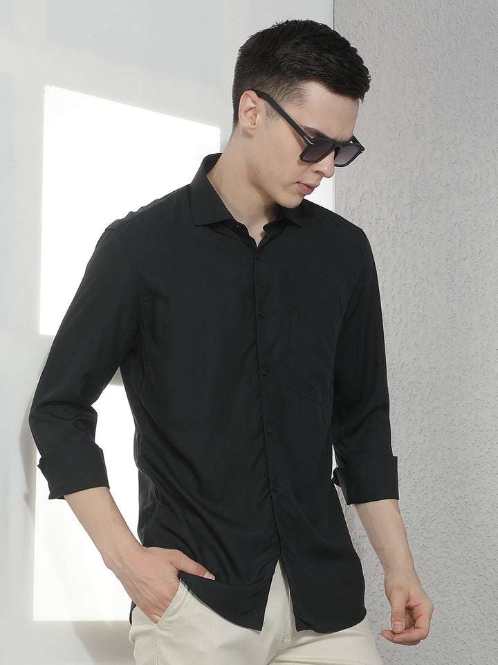 Sharp Jet Black Modal Shirt