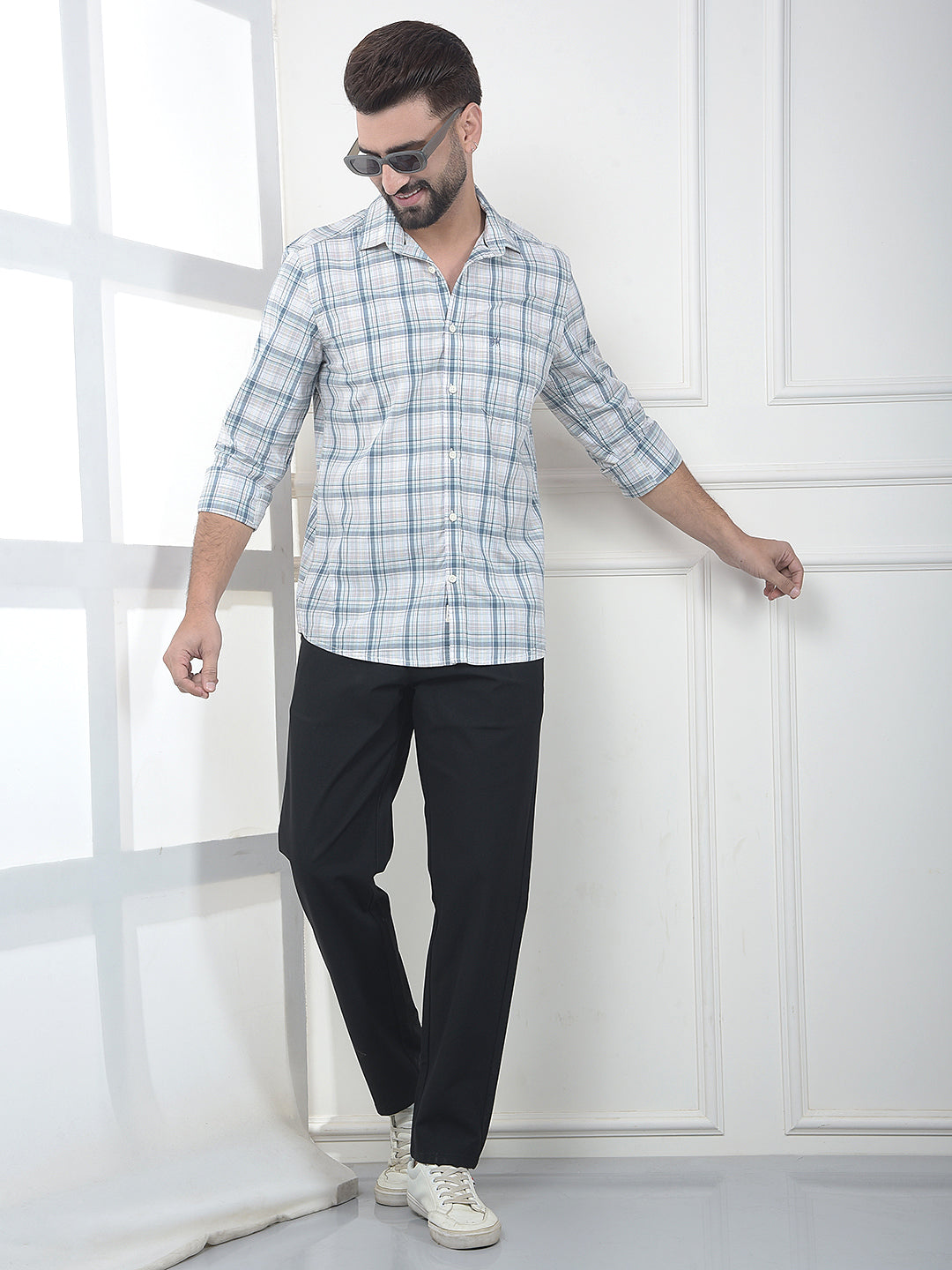 Warm Grey Checked Shirt