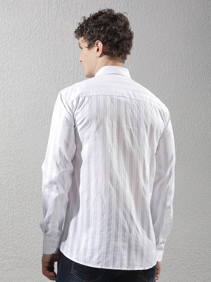 White Vertical Stripes Shirt