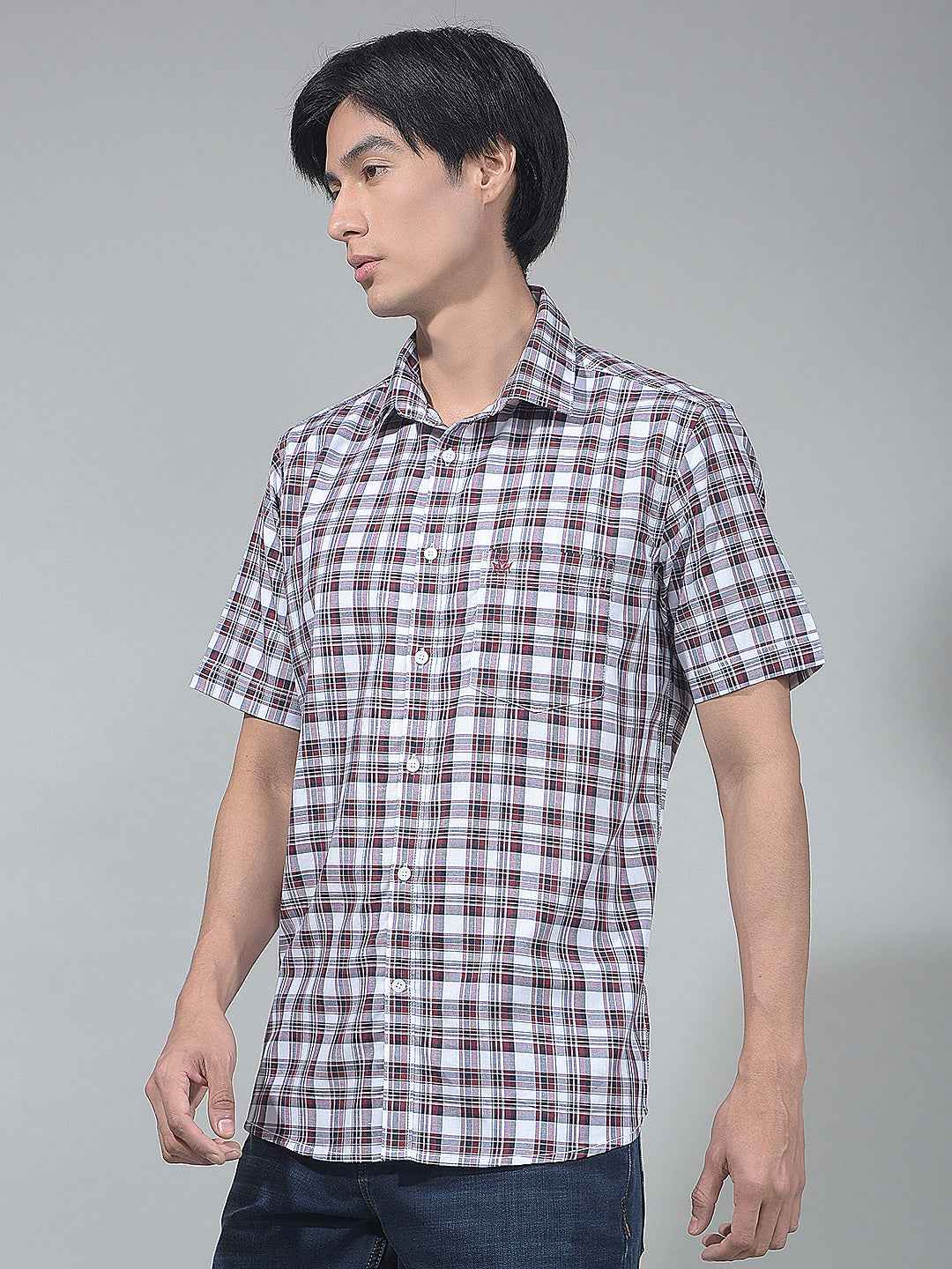 Maroon Smart Checked Casual Shirt