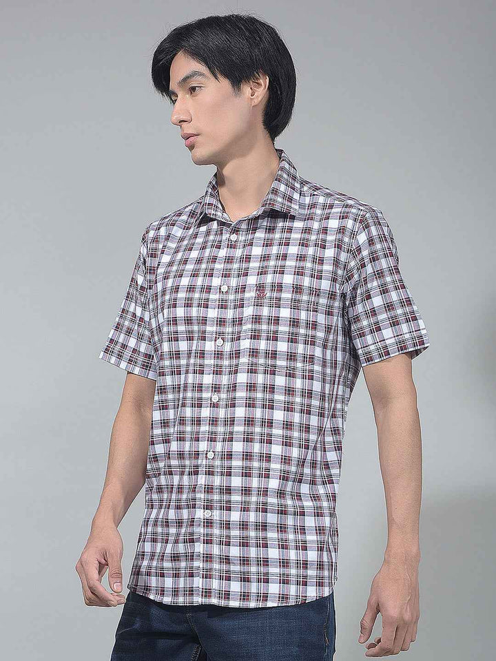Maroon Smart Checked Casual Shirt