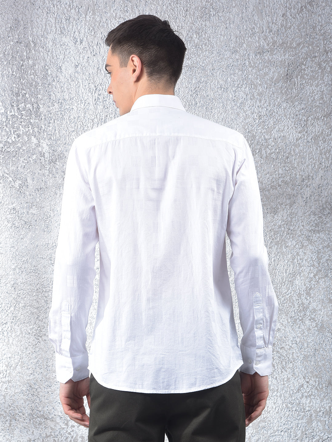 White Textured 100% Cotton Shirt