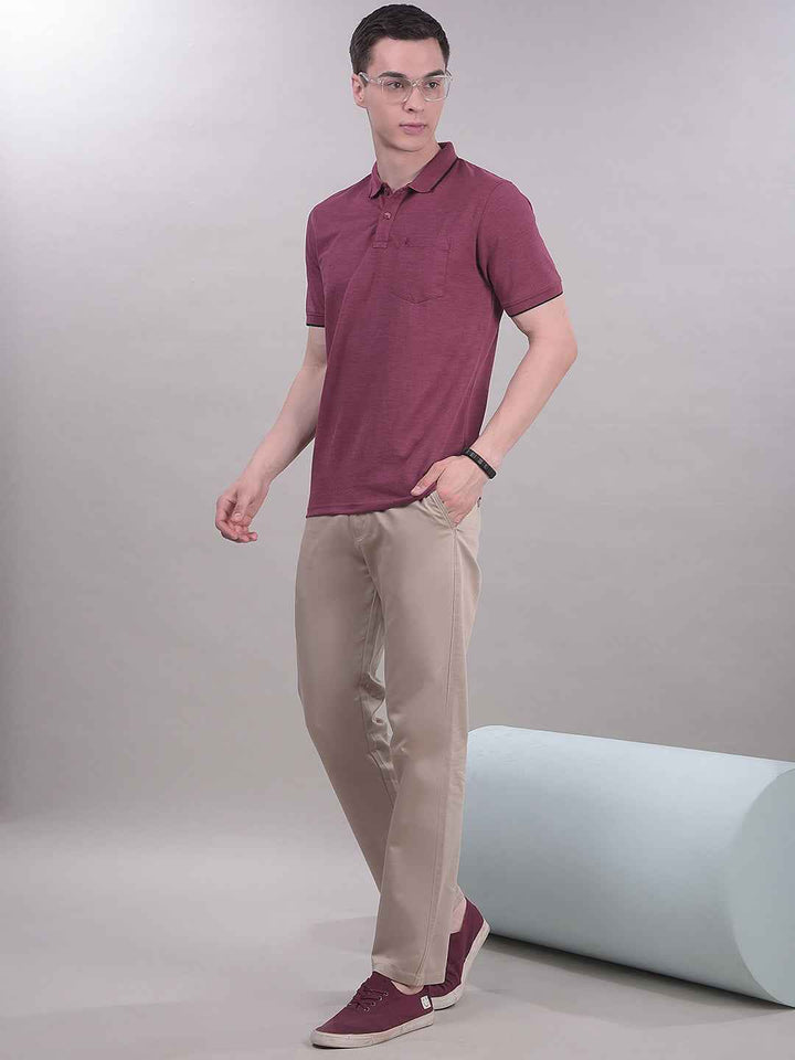 Wine Polo Neck T-Shirt