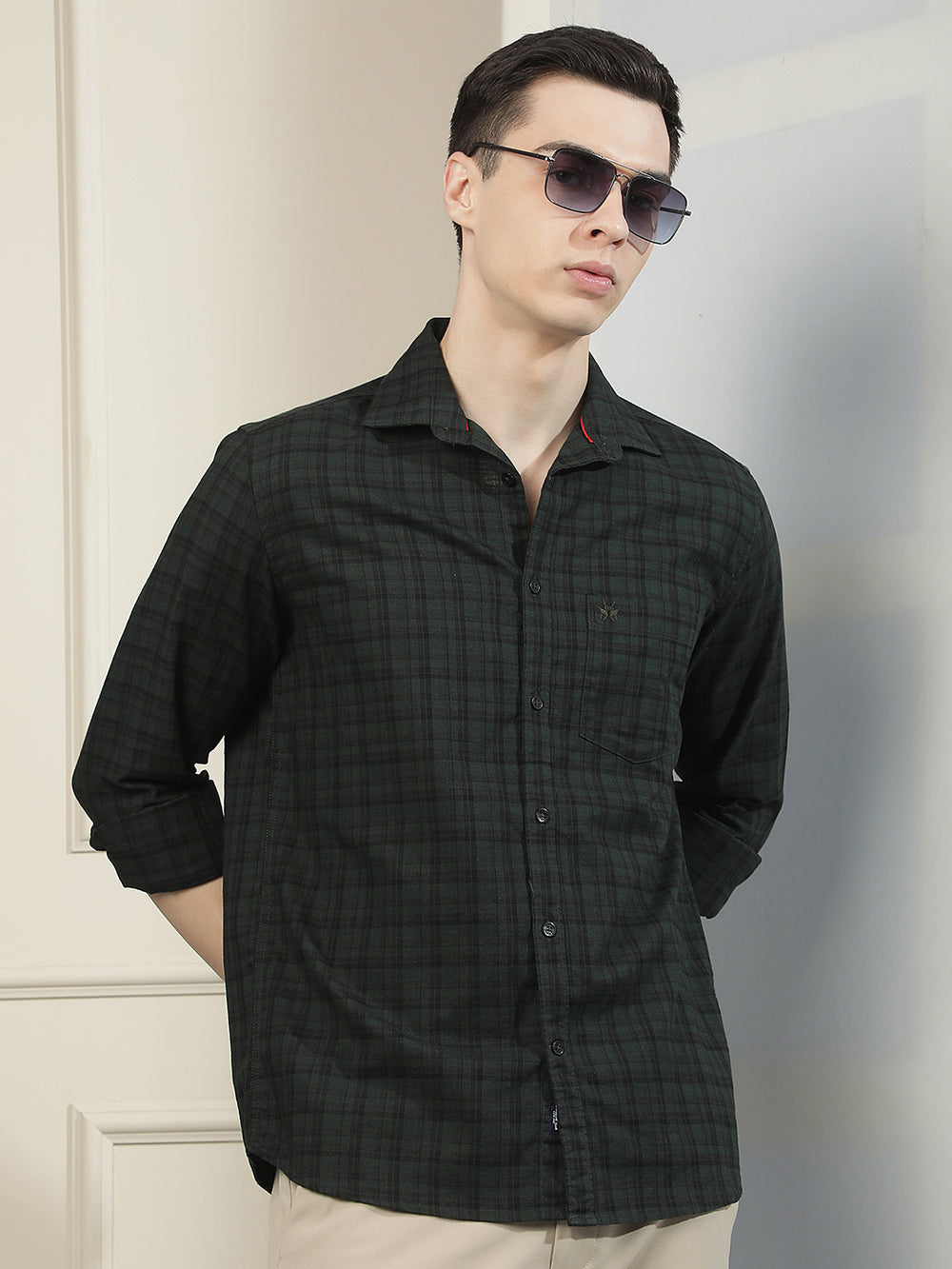 Green Checked 100% Cotton Shirt
