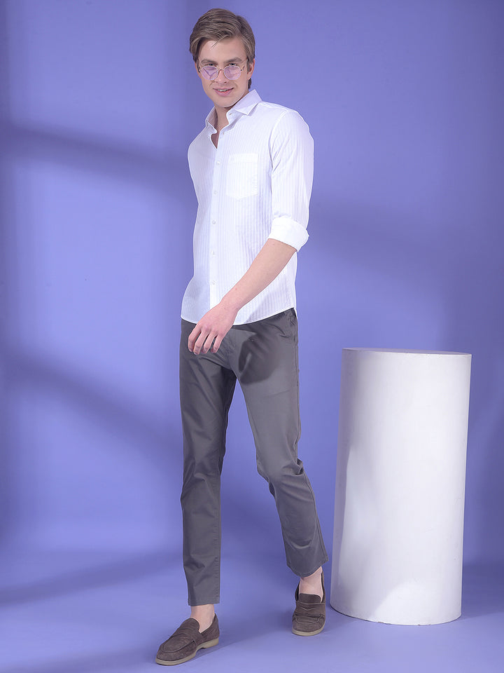 White Vertical Stripes 100% Cotton Shirt