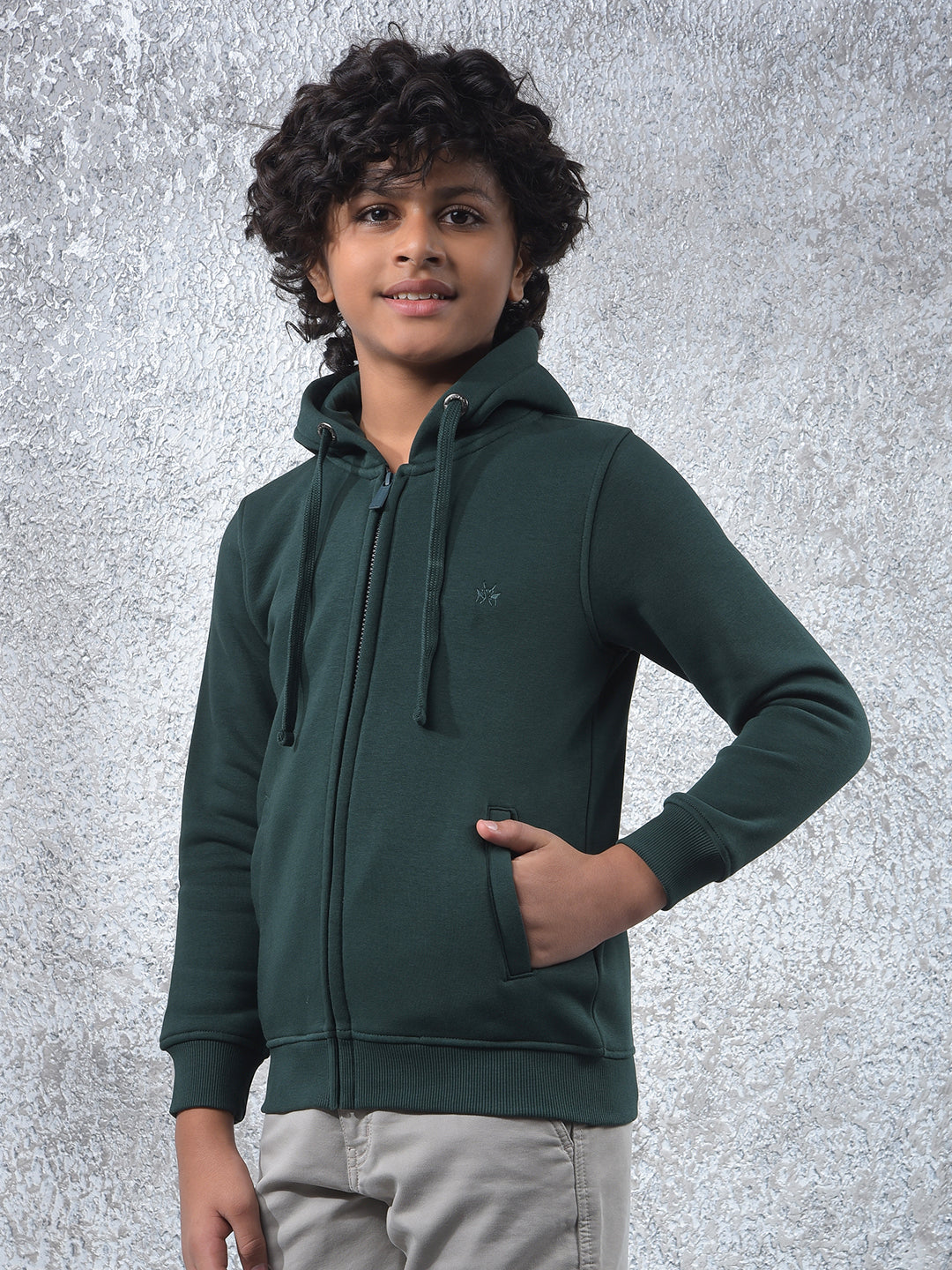Green Hooded Neck Sweatshirt