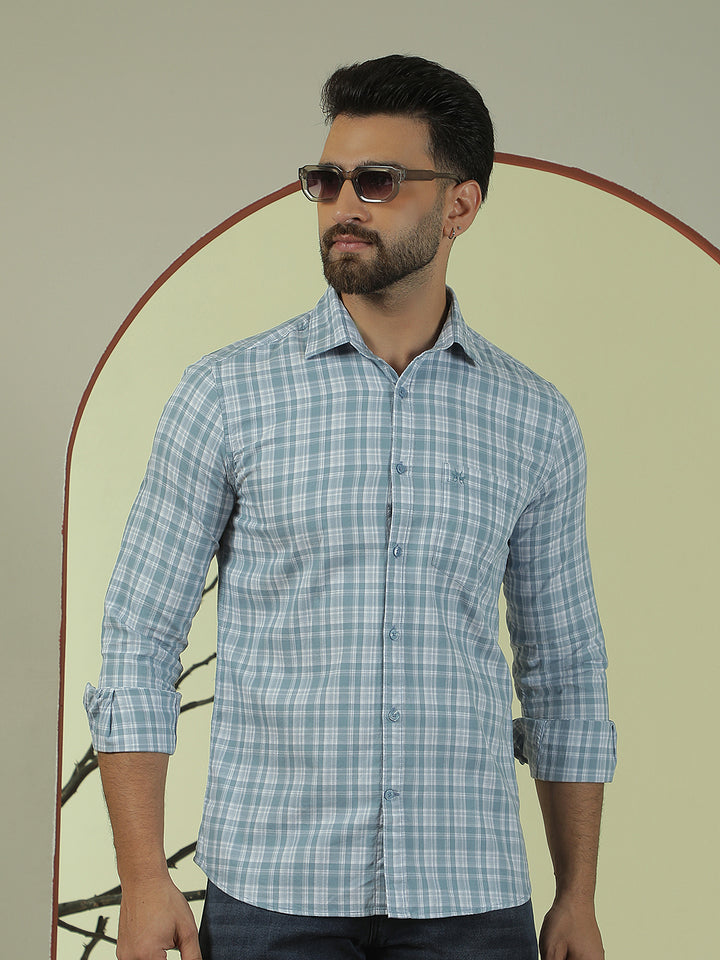 Blue Checked 100% Cotton Shirt