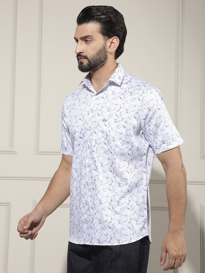 White Printed 100% Cotton Shirt