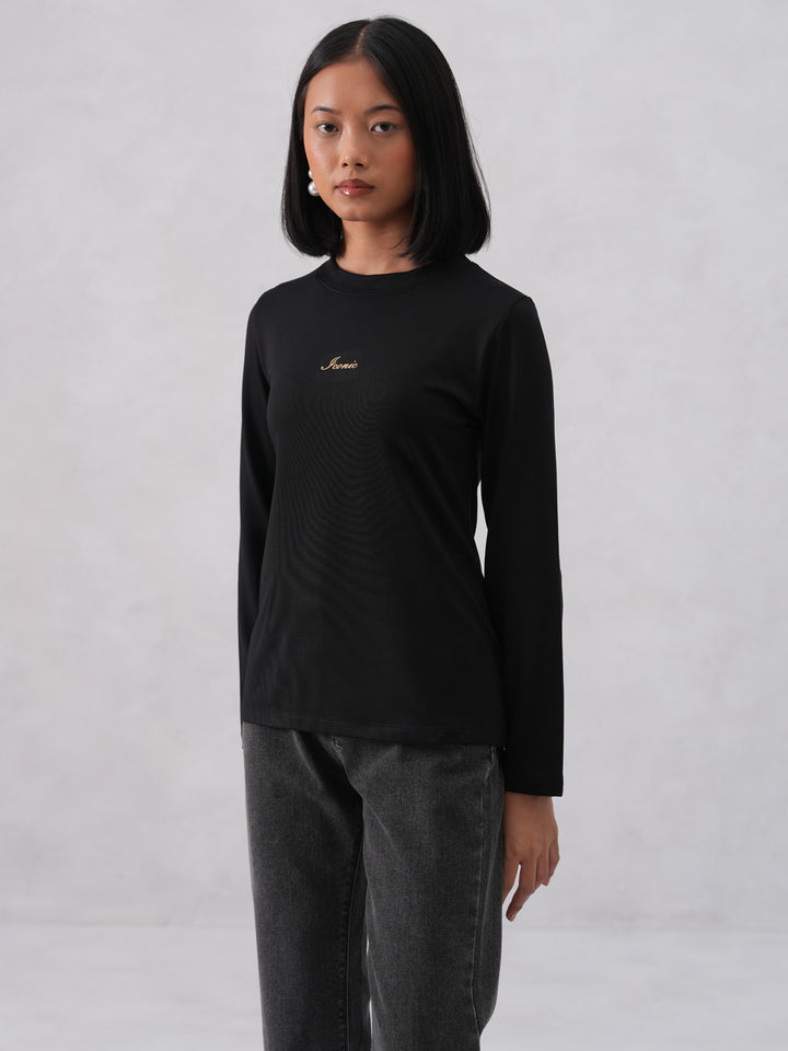 Black Typographic Printed T-Shirt