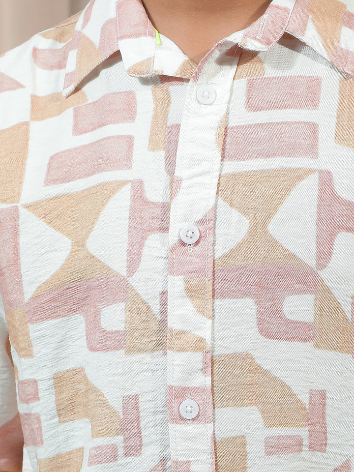 Peach Graphic Print Shirt